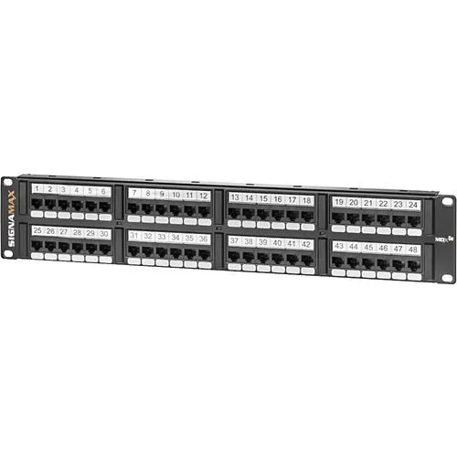 Signamax 48458MDX-C5E 48-Port CAT5e MDX-Series Patch Panel, 2U RMS