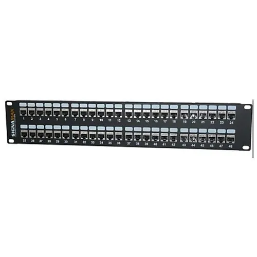 Signamax 48458SFTHD-C5E 48-Port CAT5e High-Density Screened Feed-Thru Patch Panel, Black