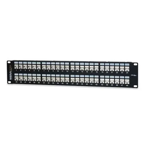 Signamax 48458SFTHD-C6 48-Port CAT6 High-Density Screened Feed-Thru Patch Panel, Black