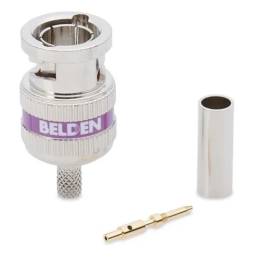 Belden 4855RBUHD3 B50 RG59 Mini Coaxial Cable for CCTV, BNC, 12 GHz, 3-Piece Crimp Connector, UHD, 50-Pack
