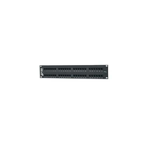 West Penn 48PP6C-L 48-Port Patch Panel for CAT5e and CAT6 Plus, Black