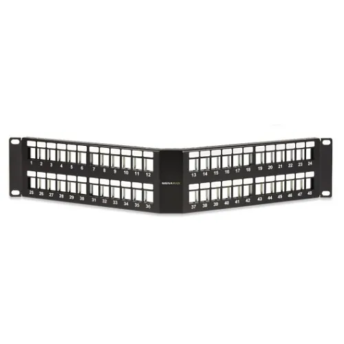 Signamax 48U-HDMMP-A 48-Port Field-Configurable Angled Patch Panel, 2U