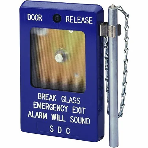 SDC 491 490-Series Break Glass Emergency Exit with Siren, Single Gang, Blue