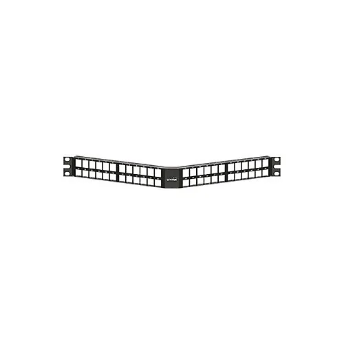 Leviton 49256-D48 QUICKPORT Angled High-Density Patch Panel, 48‑Port, 1U, Black