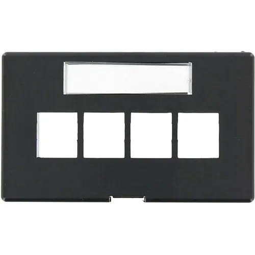 Leviton 49910-HE4 QuickPort Modular Furniture Faceplate, 4-Port, Black, Herman Miller