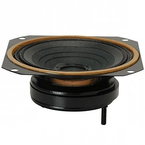 Quam 4C3PAB 4" Indoor Square Frame Loudspeaker with Cloth Surround, oz, 96 dB, Ohms, Black