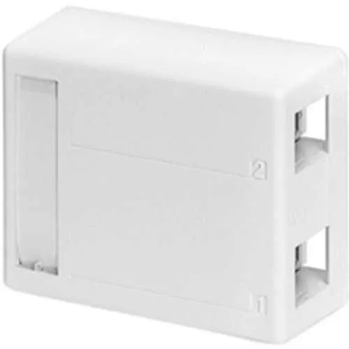 Leviton 4S089-2WP Surface-Mount Box for Shielded Connectors, Plenum-Rated, 2-Port, White