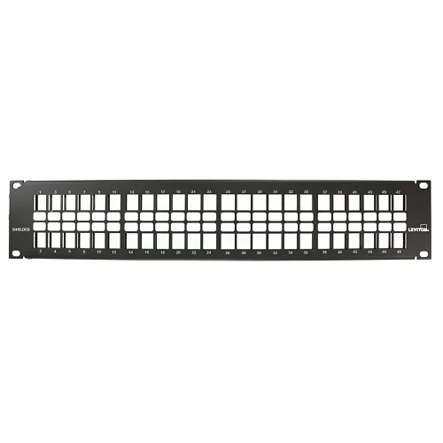 Leviton 4S255-48N 48-Port 2U Shielded Flat Patch Panel with Vertical Knockouts