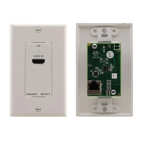 Kramer WP-572/US(W) US-Size Wall-Plate Receiver with 1-Gang Design Frame, White