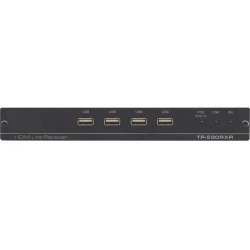 Kramer 50-80319190 TP-590Rxr 4K60 4:2:0 HDMI PoE Receiver with USB, Ethernet, RS-232, IR and Stereo Audio De-embedding over Extended-Reach HDBaseT 2.0