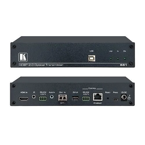 Kramer 691 4K60 4:2:0 HDMI MM/SM Fiber Optic Transmitter with USB, Ethernet, RS-232, IR and Stereo Audio Embedding Over Ultra-Reach HDBaseT 2.0