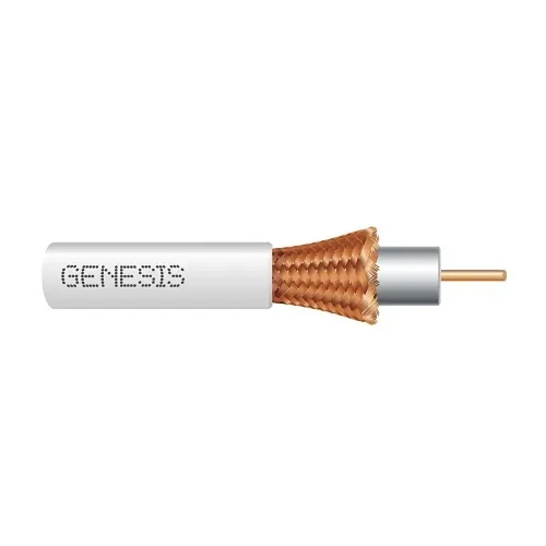 Genesis 50015501 RG59 BC 75 Ohm Coaxial with Bare Copper Braid Cable, General Purpose, CL2, 500' (152.4 m) Pull Box, White