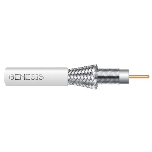 Genesis 50031001 RG6 CCS 75 Ohm Coaxial with Dual-Shield Cable, General Purpose, CATV, 1000' (304.8 m) Reel, White
