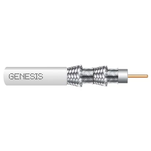 Genesis 50075501 RG6 CCS 75 Ohm Coaxial with Quad-Shield Cable, General Purpose, CATV, 500' (152.4 m) Pull Box, White