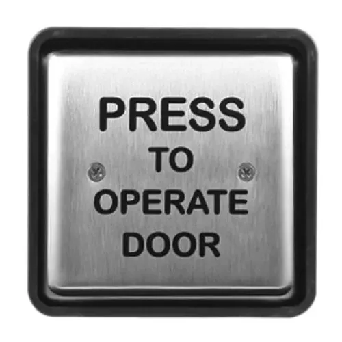 Norton Rixson 501 4-1/2" Square Door Switch, Black Letters, Stainless Steel