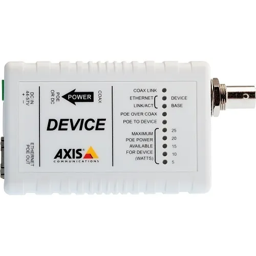AXIS T8642 T864 Series PoE+ over Coax Device, Single Device Unit, White