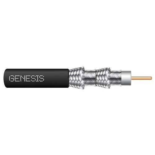 Genesis 50271108 RG6 BC 75 Ohm Coaxial with Quad-Shield Cable, General Purpose, CATV, 1000' (304.8 m) Pull Box, Black