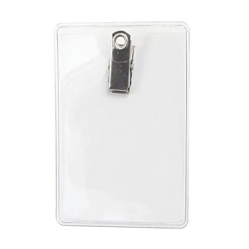 Brady ID 504N Clip-On Vinyl Badge Holder with Bulldog Clip, 100-Pack, Clear