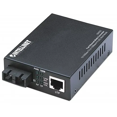 Intellinet 506502 Fast Ethernet Media Converter, 10/100Base-TX to 100Base-FX (SC) Multi-Mode, 2km (1.24 mi)