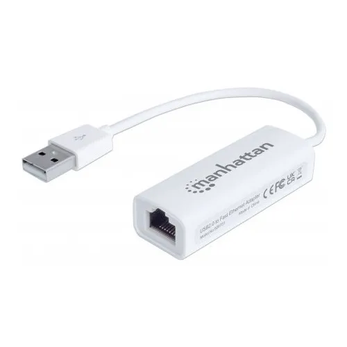 Manhattan 506731 USB 2.0 Fast Ethernet Adapter, 10/100 Mbps Fast Ethernet, Hi-Speed USB 2.0