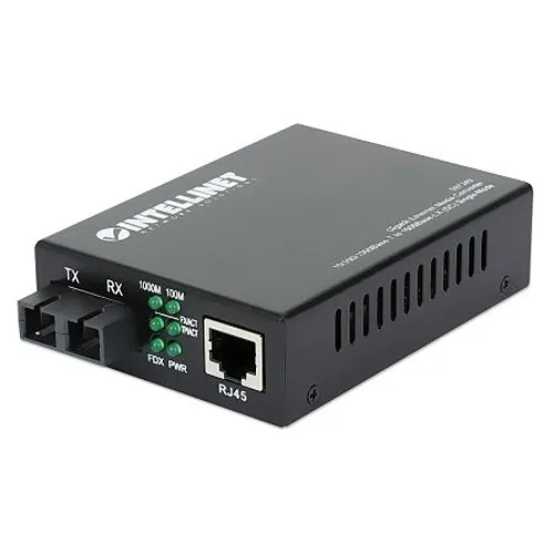 Intellinet 507349 Gigabit Ethernet Single-Mode Media Converter, 10/100/1000Base-T to 1000Base-LX, Distances of Up to 12.4mi