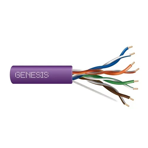 Genesis 50781110 24/4-Pair Cat 5e Unshielded (U/UTP) Networking Cable, Riser, CMR, 1000' (304.8 m) Pull Box, Purple