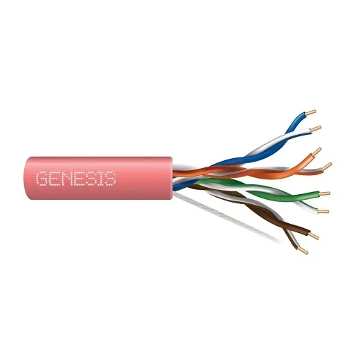 Genesis 50781111 24/4-Pair Cat 5e Unshielded (U/UTP) Networking Cable, Riser, CMR, 1000' (304.8 m) Pull Box, Pink