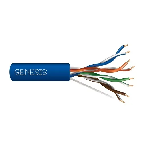 Genesis 50785506 24/4-Pair Cat 5e Unshielded (U/UTP) Networking Cable, Riser, CMR, 500' (152.4 m) Pull Box, Blue