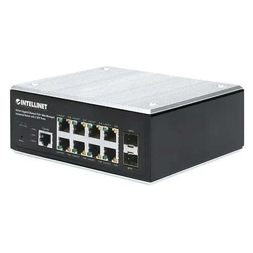 Intellinet 508278 Industrial 8-Port Gigabit Ethernet PoE+ Layer 2+ Web-Managed Switch with SFP Ports