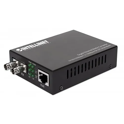 Intellinet 508315 Gigabit Ethernet Media Converter, 10/100/1000Base-T to 1000Base-SX (ST) Multi-Mode, 1800'