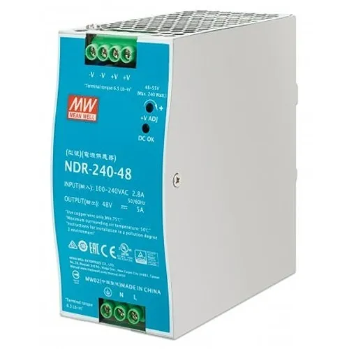 Intellinet 508360 Industrial DIN-Rail Mount Power Supply Unit, 240 W, Metal Housing, Blue/Silver