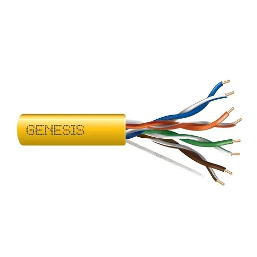 Genesis 50881102 24/4-Pair Cat 5e Unshielded (U/UTP) Plenum Cable, Plenum, CMP, FT6, 1000' (304.8 m) Pull Box, Yellow