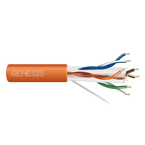 Genesis 50921103 23/4-Pair Cat 6 Plus Unshielded (U/UTP) Networking Cable, Riser, CMR, FT4, 1000' (304.8 m) Pull Box, Orange