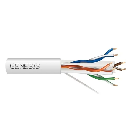 Genesis 50922101 23/4-Pair CAT6 Plus Unshielded (U/UTP) Networking Cable, Riser, CMR, FT4, 1000' (304.8m) Reel-in-a-Box, White