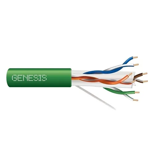 Genesis 50922105 23/4-Pair Cat 6 Plus Unshielded (U/UTP) Networking Cable, Riser, CMR, FT4, 1000' (304.8 m) Reel-in-a-Box, Green