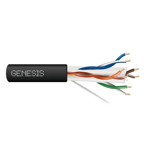 Genesis 50922108 23/4-Pair Cat 6 Plus Unshielded (U/UTP) Networking Cable, Riser, CMR, FT4, 1000' (304.8 m) Reel-in-a-Box, Black