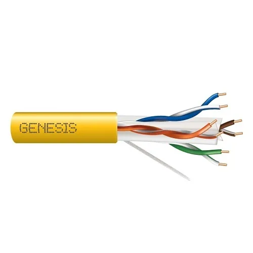 Genesis 51022102 23/4-Pair Cat 6 Plus Unshielded (U/UTP) Networking Cable, Plenum, CMP, FT6, 1000' (304.8 m) Reel-in-a-Box, Yellow