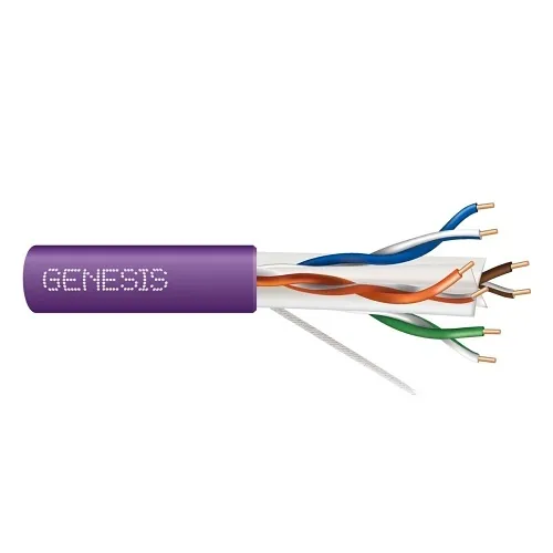 Genesis 51022110 23/4-Pair Cat 6 Plus Unshielded (U/UTP) Networking Cable, Plenum, CMP, FT6, 1000' (304.8 m) Reel-in-a-Box, Purple