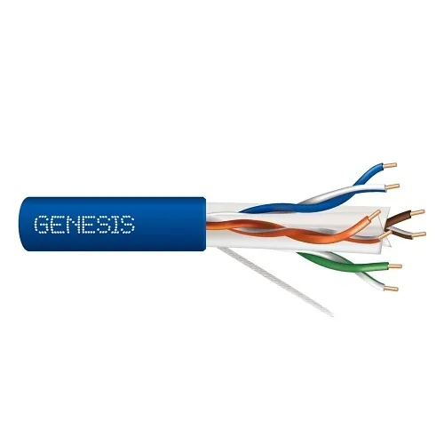 Genesis 51026106 23/4-Pair Cat 6 Plus Unshielded (U/UTP) Networking Cable, Plenum, CMP, FT6, 500' (152.4 m) Reel-in-a-Box, Blue