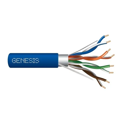 Genesis 51781006 24/4-Pair Cat 5e Shielded (F/UTP) Networking Cable, Riser, CMR, FT4, 1000' (304.8 m) Reel, Blue