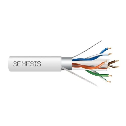 Genesis 51921001 23/4 CAT6 Plus Shielded (F/UTP) Network Cable, Riser, CMR, FT4, 1000' (304.8m) Reel, White