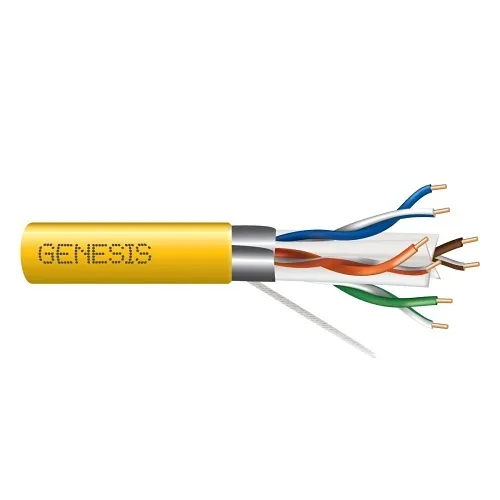 Genesis 51931102 23/4-Pair Cat 6A Unshielded (U/UTP) Networking Cable, Riser, CMR, FT4, 1000' (304.8 m) Pull Box, Yellow