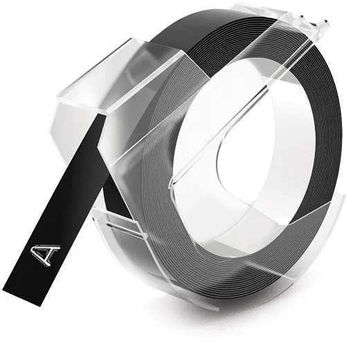 DYMO 520109 Self-Adhesive Glossy Labeling Tape for Embossers, DY EMB 3/8"-9mm 10 Pack Black TAPE