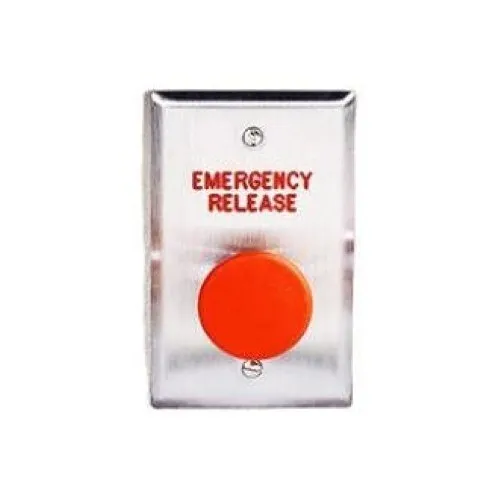 Dortronics 5211-MP23/BXE6 5210 Series 1-9/16" Mushroom Push Button Switch on Single Gang Plate, Momentary, Custom Engraved, Black Button Cap