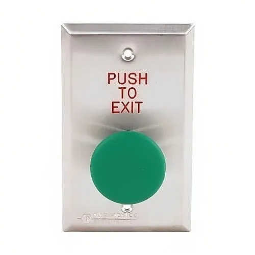 Dortronics 5211-MP23DA/GXE1 5210 Series Single Gang "Push to Exit" Mushroom Button, Pneumatic Time Delay, Stainless Steel, Green Button