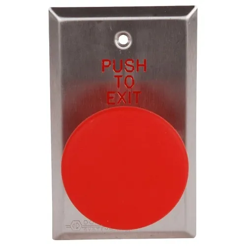 Dortronics 5216-MP23DA/RxE1 5210 Series 2-3/8" Mushroom Push Button Switch on Single Gang Plate, Pneumatic Time Delay Form-Z (1-N.O. and 1-N.C.), "PUSH TO EXIT", Red