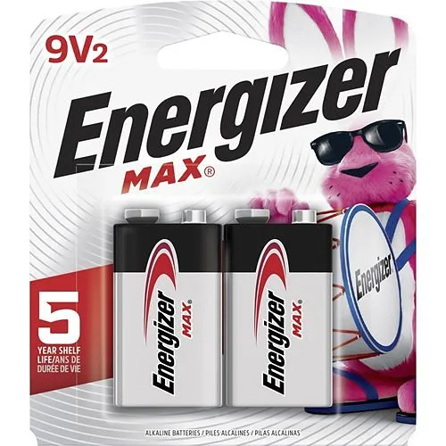 Energizer 522BP-2 Max Alkaline 9V Batteries, 2-Pack