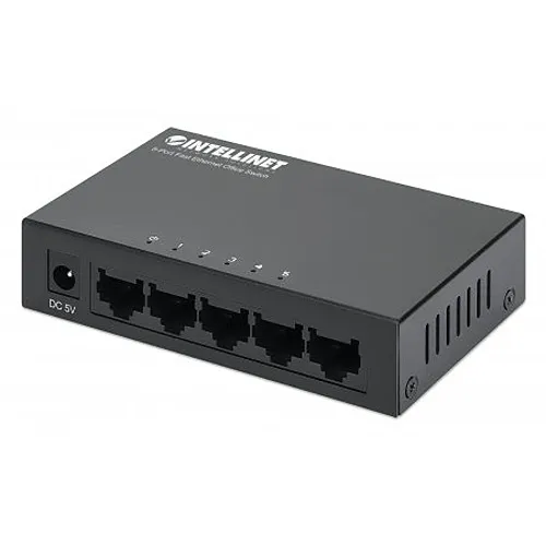 Intellinet 523301 5-Port Fast Ethernet Office Switch, Desktop Size, IEEE 802.3az (Energy Efficient Ethernet), Metal