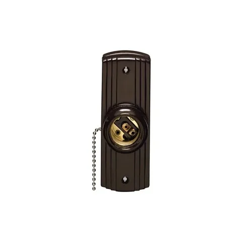 Leviton 5235 Levolet Lampholder, Pull Chain, Surface Mount,  660W-250V, Black