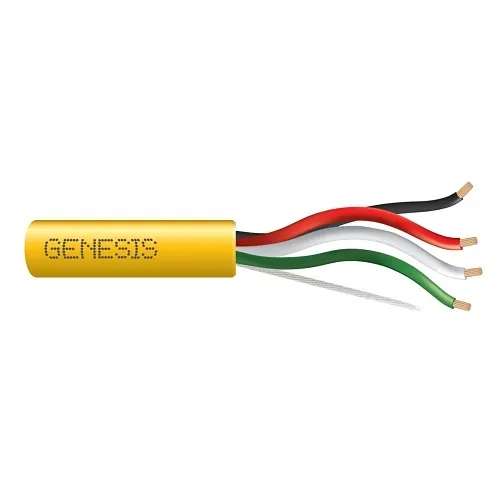 Genesis 52515502 16/4 Stranded Unshielded Speaker Cable, Riser, CMR, FT4, 500' (152.4 m) Pull Box, Yellow